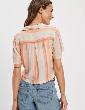 Chemises American Eagle AE Cropped Resort Orange Femme | OUE-76720237